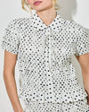 Polka Dot Smocked Collared Top