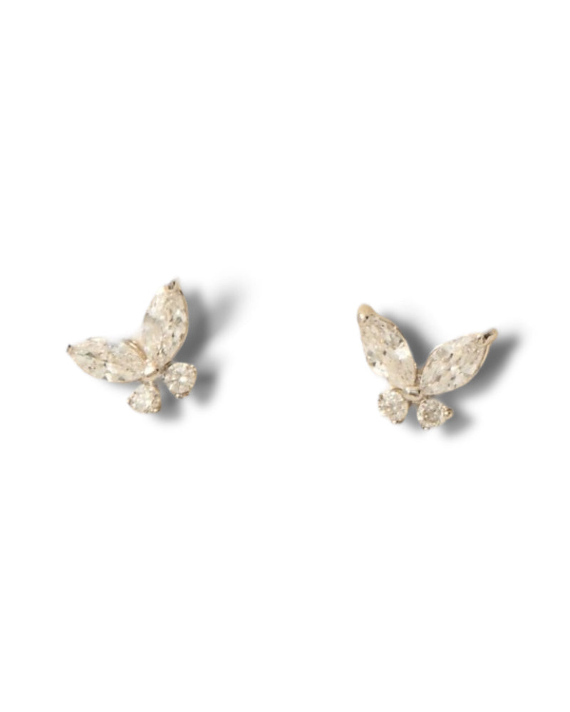 Gold Dipped Mini Cz Butterflies Stud Earrings