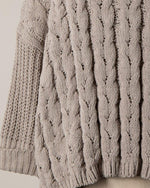 Mushroom Cable Knit Boxy Sweater