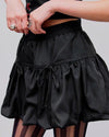 Black Drawstring Bubble Hem Skirt