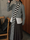 Fuzzy Striped Skinny Scarf