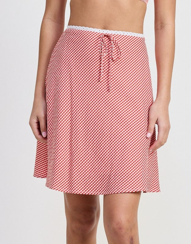 Gingham Bias A Line Skirt