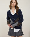 Navy Argyle V-Neck Sweater