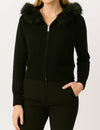 Faux Fur Zip Up Knit Cardigan