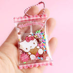 Sanrio Pastel Candy Key Ring Chain Zipper Charm Random Pack