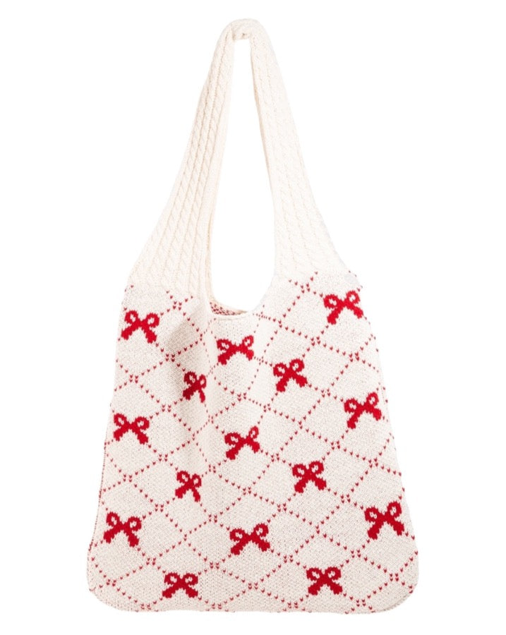 Red Bows Knit Bag