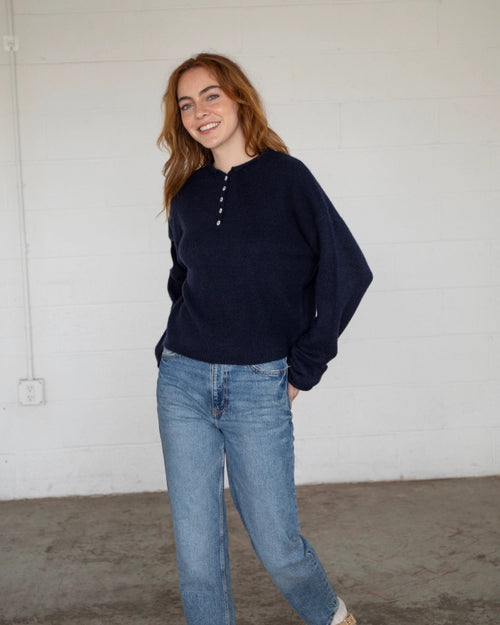 Navy Piper Henley Pullover