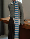 Fuzzy Striped Skinny Scarf
