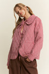 Gingham Collared Tie Front Quilted Jacket