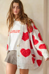 Oatmeal Oversized Heart Cardigan