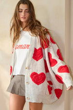 Oatmeal Oversized Heart Cardigan