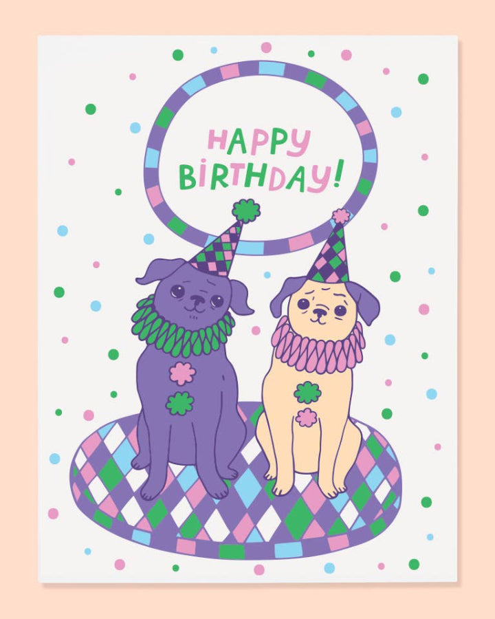 Clown Pugs Card