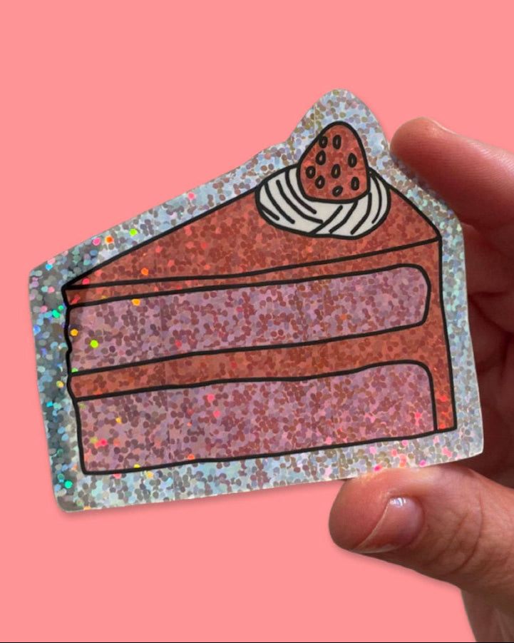 Glitter Cake Slice Sticker