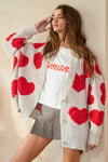 Oatmeal Oversized Heart Cardigan