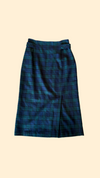 Vintage Forest Green Plaid Midi Skirt