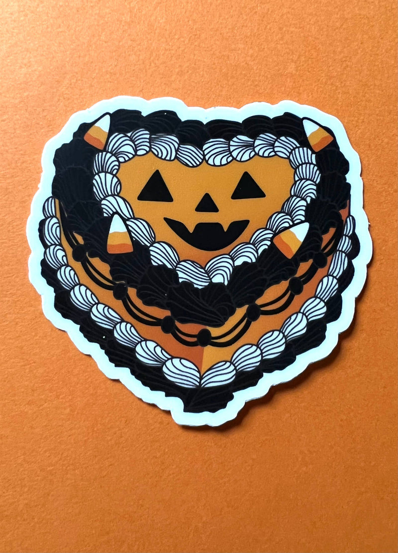 Halloween Vintage Heart Cake Aesthetic Sticker