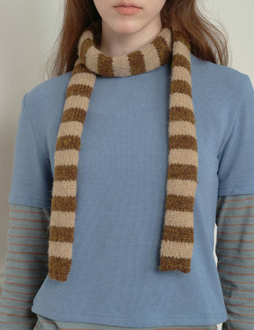 Red Striped Hillary Skinny Scarf