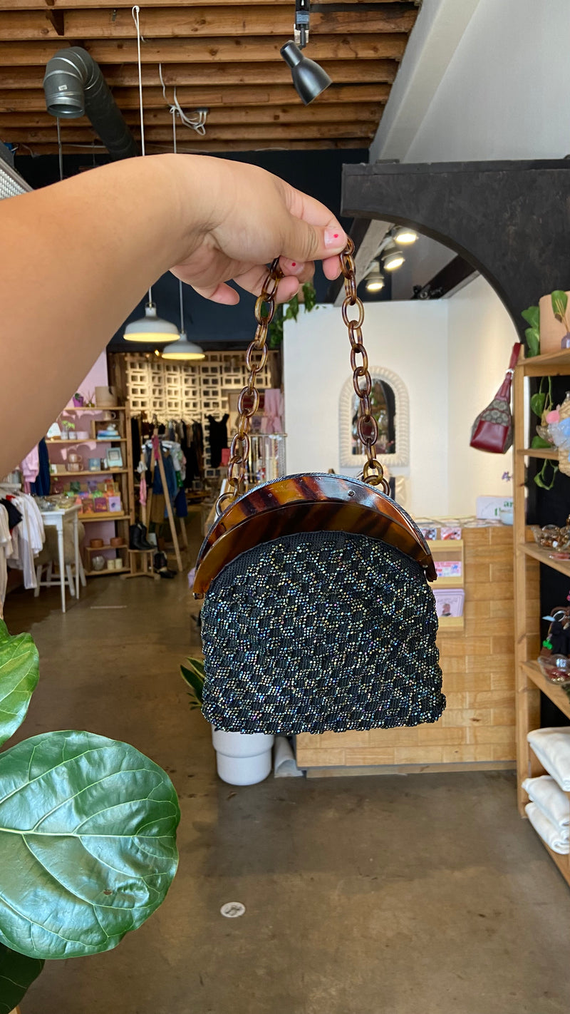 Vintage Black Beaded Bag