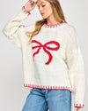 Plus Holiday Stitch Bow Sweater