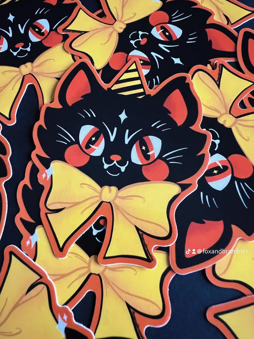 Retro Halloween Cat Vinyl Sticker