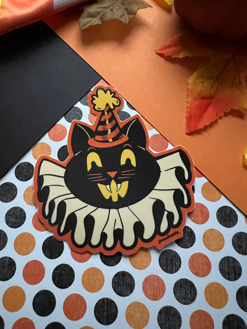 Vintage Halloween Cat Collar Vinyl Sticker