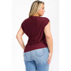 Plus Burgundy Off Shoulder Ruched Top