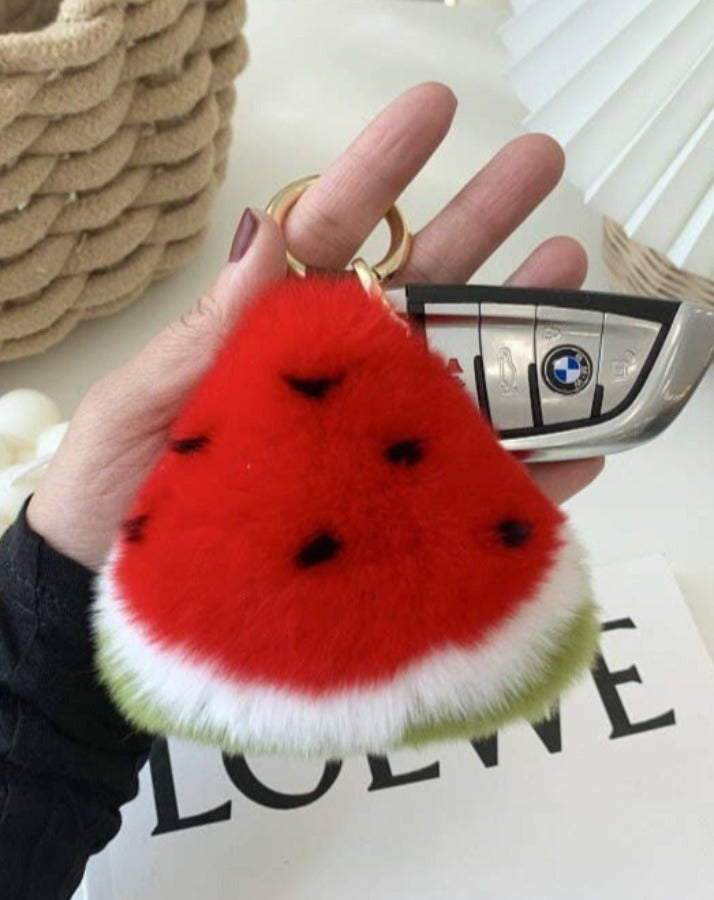 Cute Small Watermelon Sheepwool Keychain