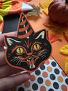 Vintage Halloween Cat Hat Vinyl Sticker