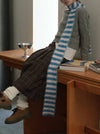 Fuzzy Striped Skinny Scarf