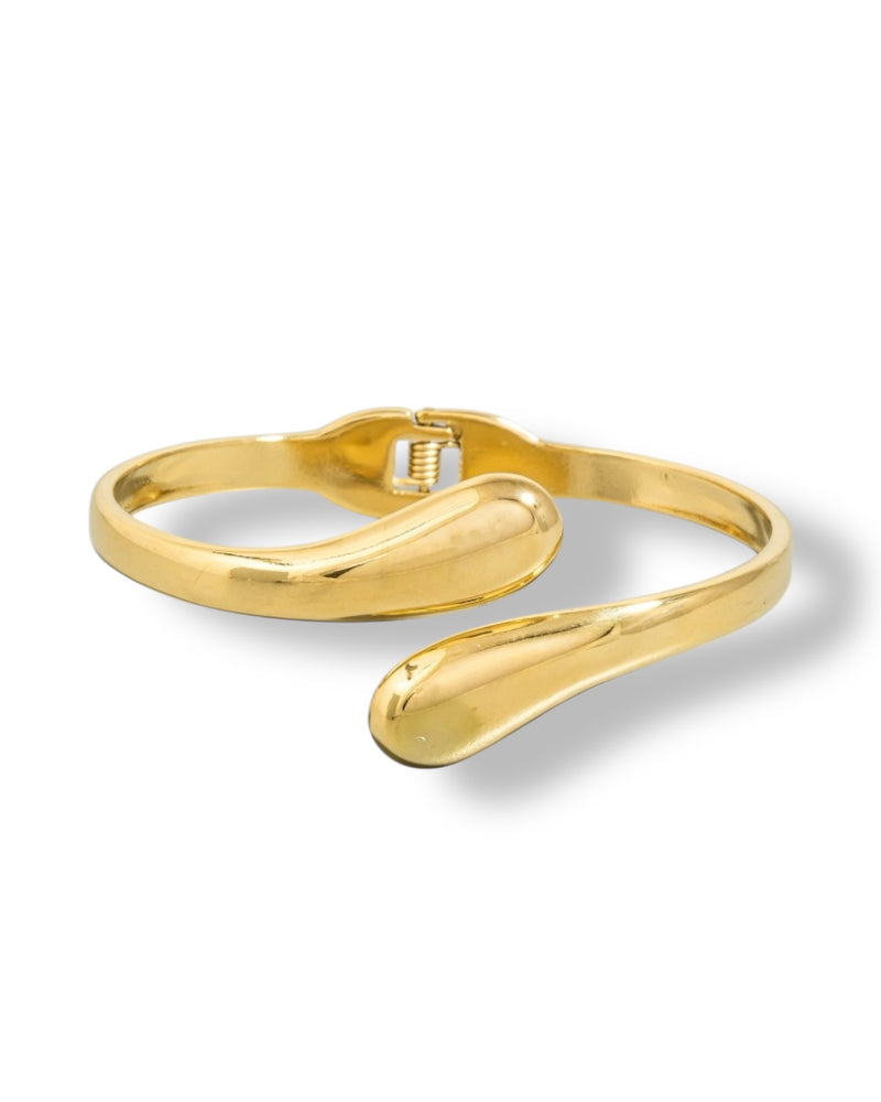 Gold Stainless Steel Double Tear Hinge Bangle Bracelet