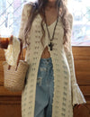 Ivory Ruffle Hem Maxi Cardigan