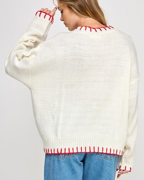 Plus Holiday Stitch Bow Sweater