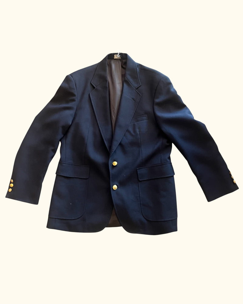 Vintage Navy Blue Blazer with Gold Buttons