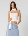 Angelica White Strapless Top with Rosette Scarf