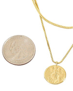 Gold Dipped Coin Pendant Layered Chain Necklace