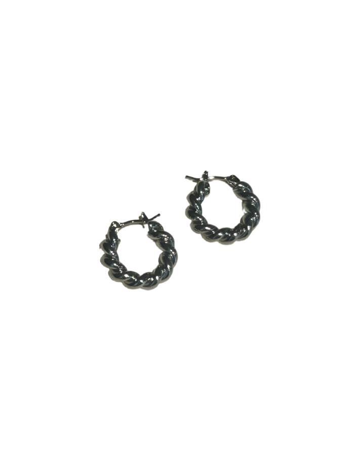 Chunky Twisted Silver Hoops