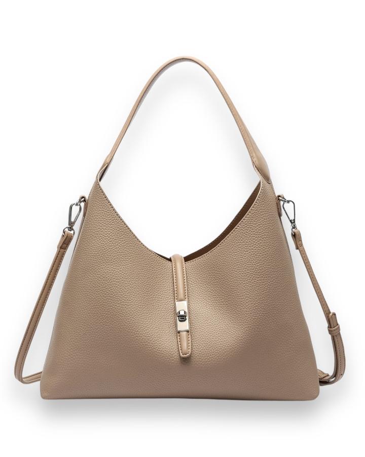 Beige Sienna Pebble Shoulder Bag