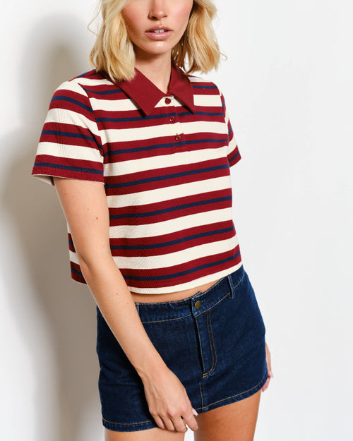 Cammy Cropped Rugby Tee