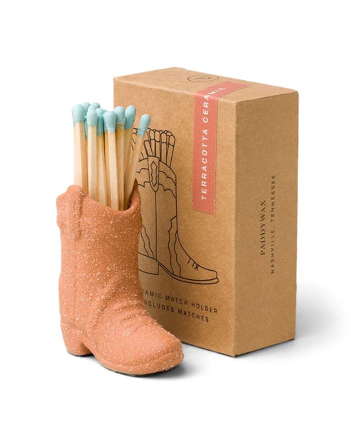 Terra Cotta Cowboy Boot Match Holder