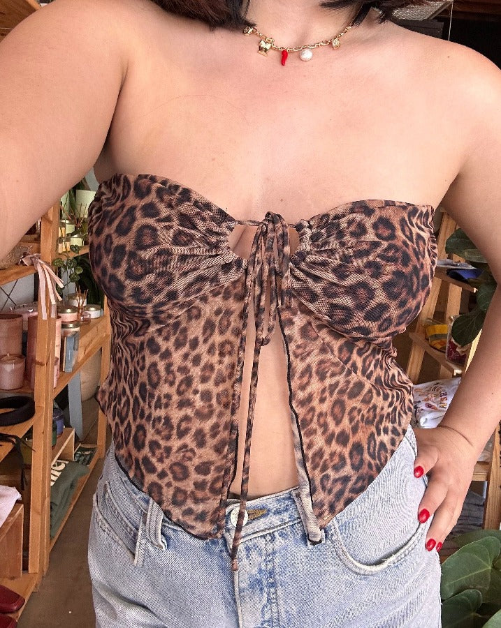 Leopard Print Mesh Top