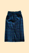 Vintage Forest Green Plaid Midi Skirt