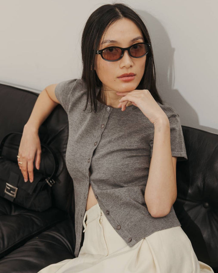 Gray Pauline Short Sleeved Cardigan