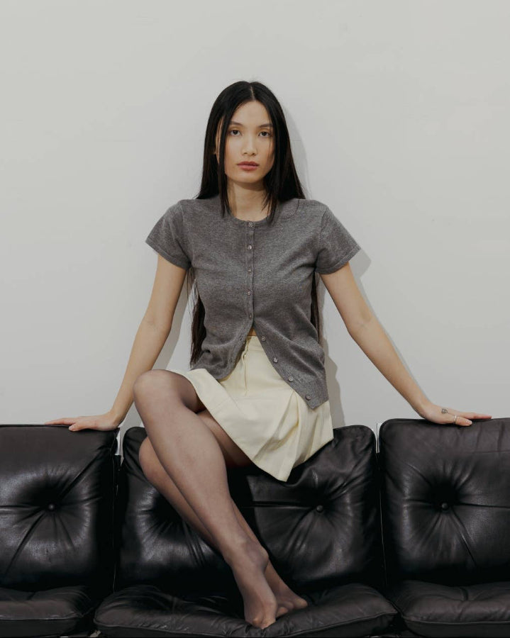 Gray Pauline Short Sleeved Cardigan