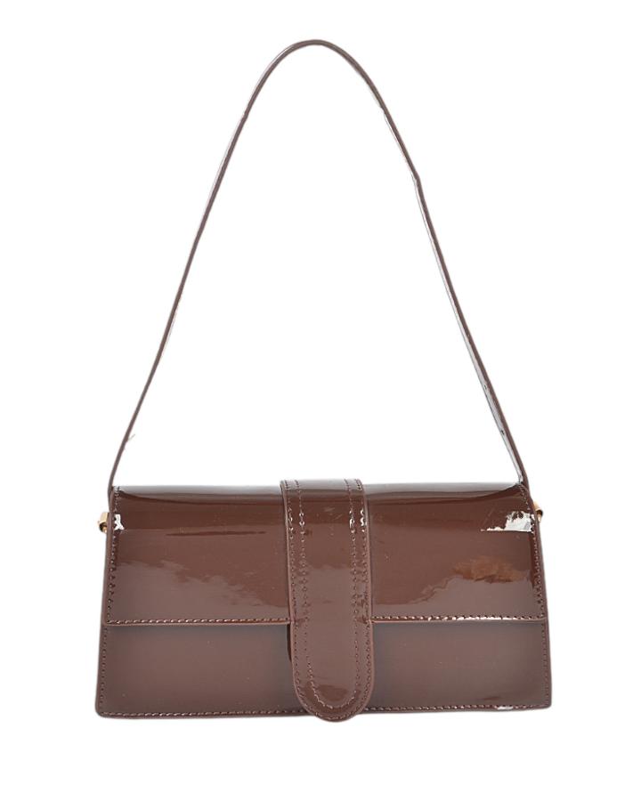 Dark Chocolate Patent Shoulder Bag