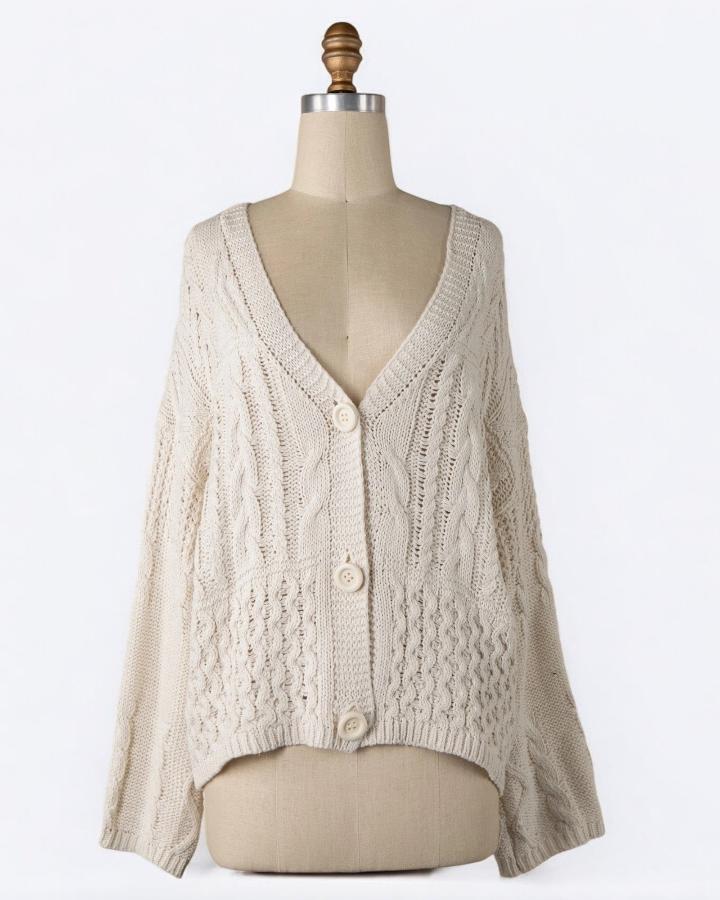 Ivory Cable Knit Cardigan