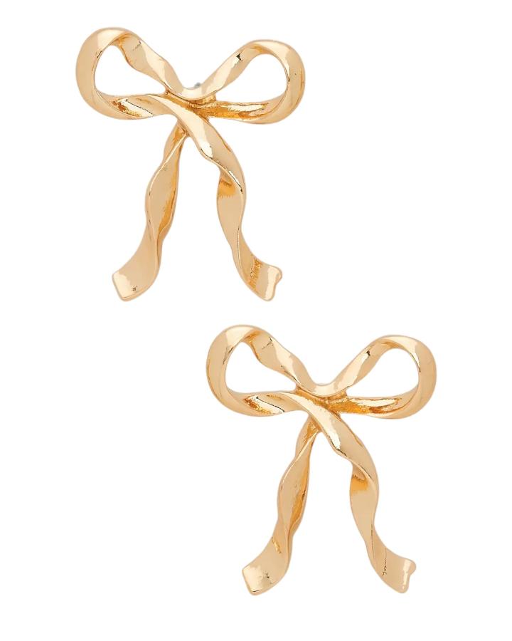 Gold Ribbon Bow Earrings