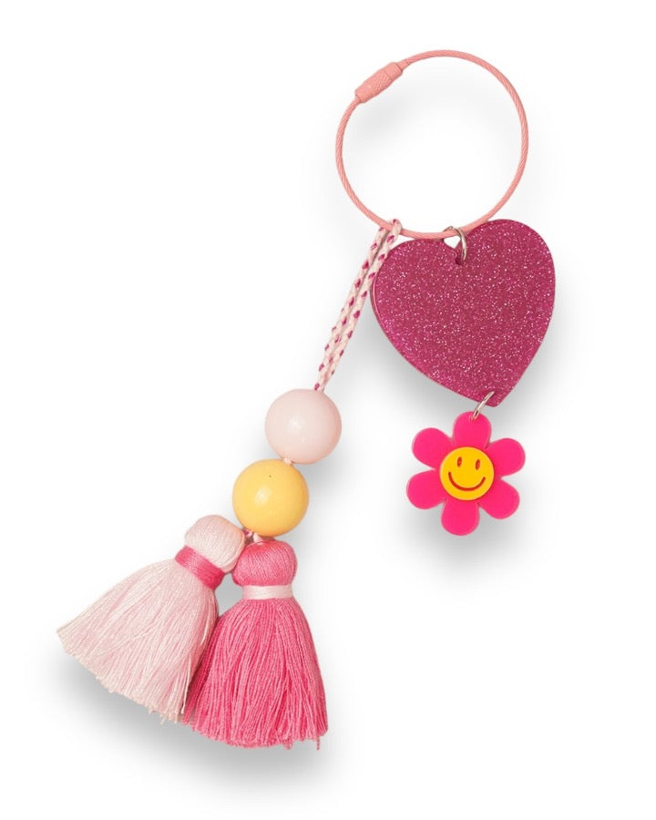 Pink Heart Tassel Bag Charm