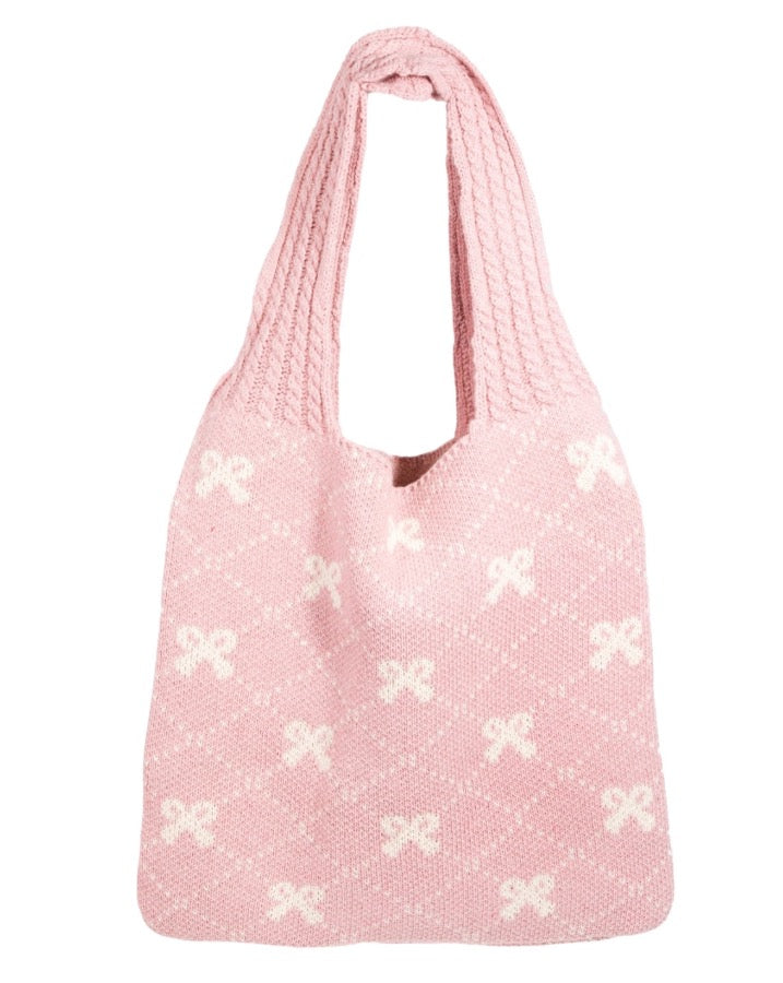 Pink Bows Knit Bag