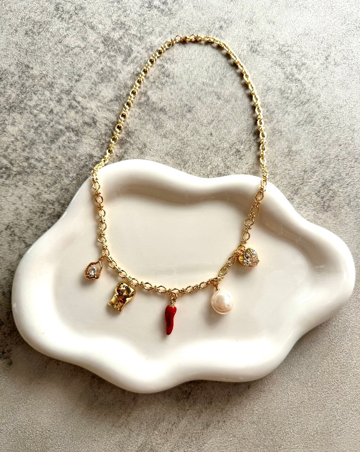 Gold Chili Charm Necklace