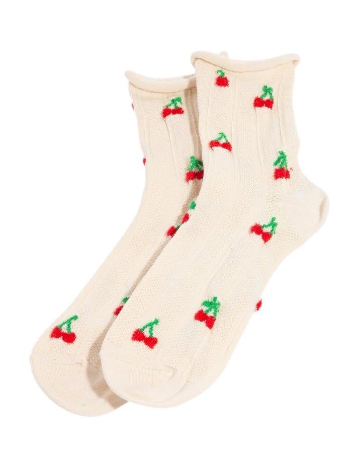 Roll Top Cherries Socks